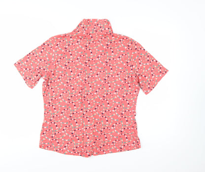 White Stuff Women's Pink Floral Cotton Button-Up Shirt UK 14