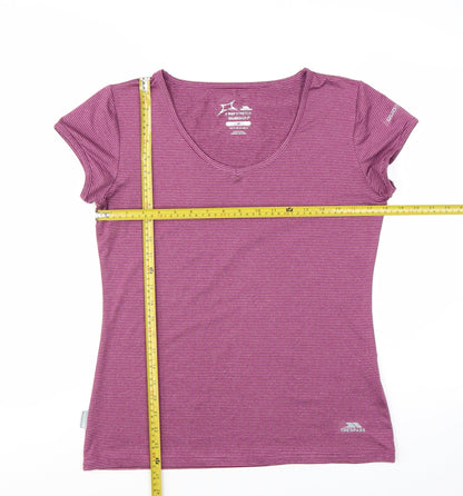 Trespass Womens Pink Striped V-Neck Active T-Shirt Size 12
