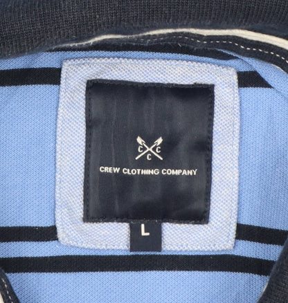 Crew Clothing Company Men's Blue Striped Cotton Polo Shirt Size L