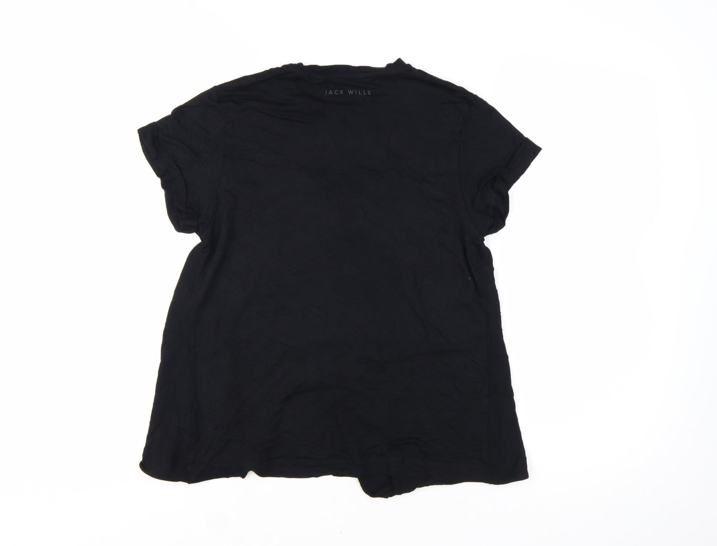 Jack Wills Women’s Black Size 6 Viscose Short Sleeve T-Shirt