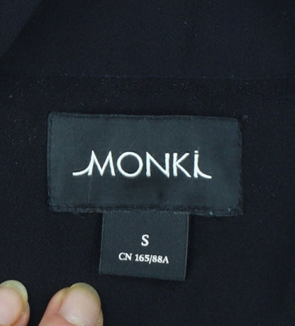Monki Women Black Collared Short Sleeve Shirt Dress Size S