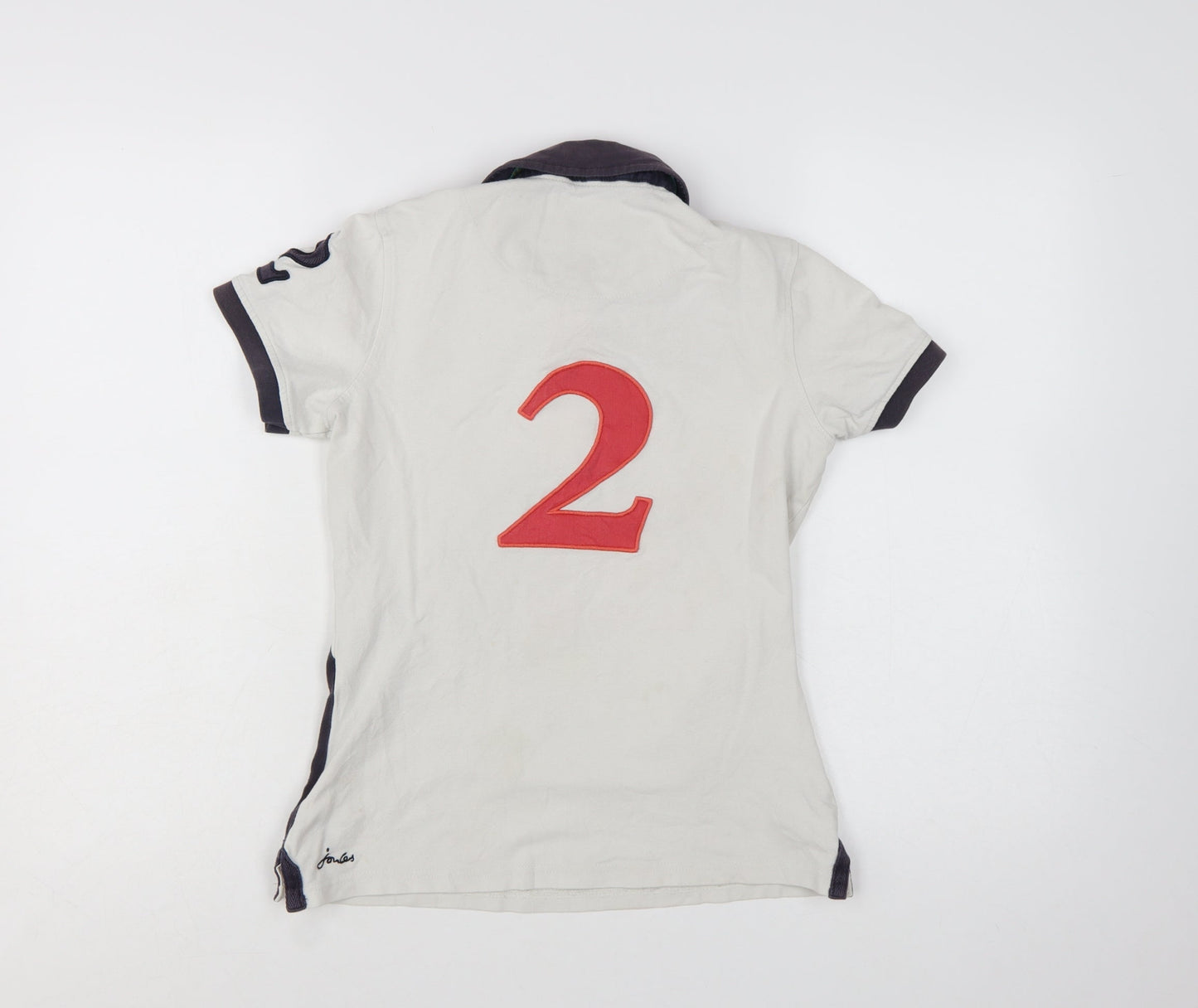 Joules Womens White Polo Shirt Size 10 Embroidered Classic Top