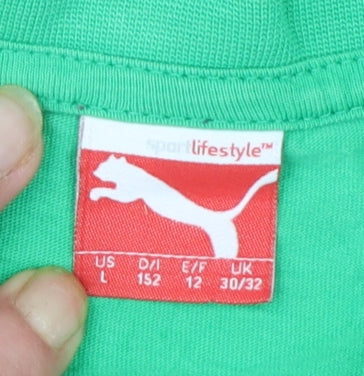 Puma Boys Green Short Sleeve Crew Neck Graphic Print T-Shirt Size 12