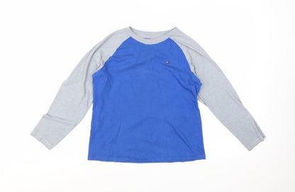 Tommy Hilfiger Boys Blue & Grey Long Sleeve Crew Neck T-Shirt Size 12-14 Years