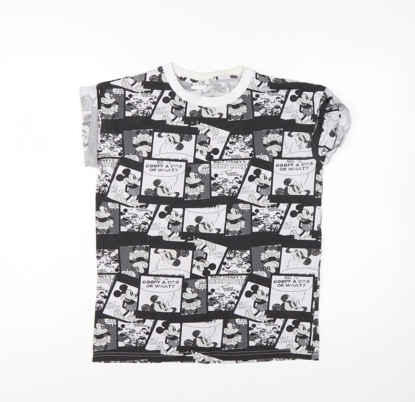 Disney Women's Black Mickey Mouse Graphic Cotton T-Shirt Size 10