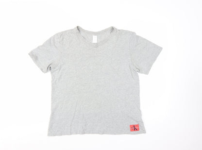 Calvin Klein Women Grey Basic Cotton Short Sleeve T-Shirt M