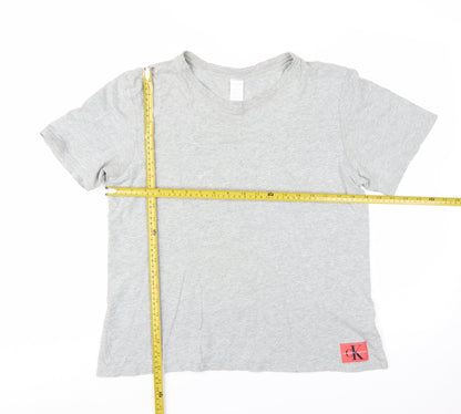 Calvin Klein Women Grey Basic Cotton Short Sleeve T-Shirt M