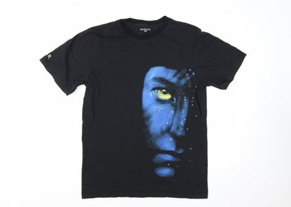 Avatar Black Graphic T-Shirt Men Medium Classic Fit Cotton Short Sleeve