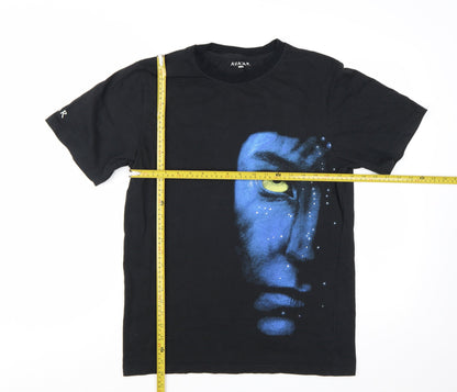 Avatar Black Graphic T-Shirt Men Medium Classic Fit Cotton Short Sleeve