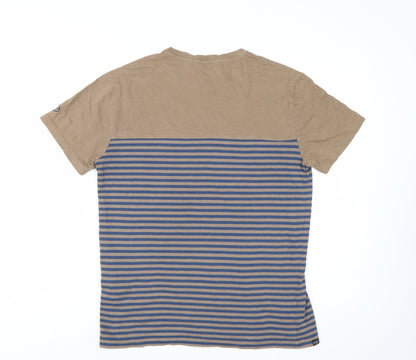 Regatta Great Outdoors Mens Beige Striped Cotton T-Shirt Size M