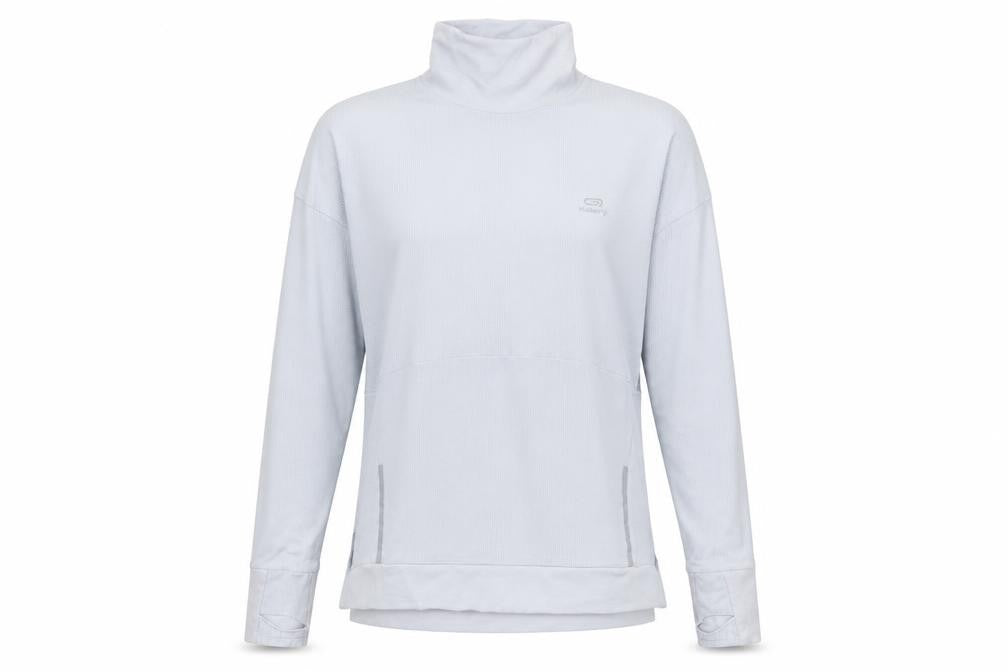 Kalenji Women Grey Long Sleeve Roll Neck Running Top Size 12