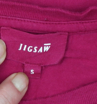 Jigsaw Women's Pink Cotton Crew Neck Short Sleeve T-Shirt - Size S