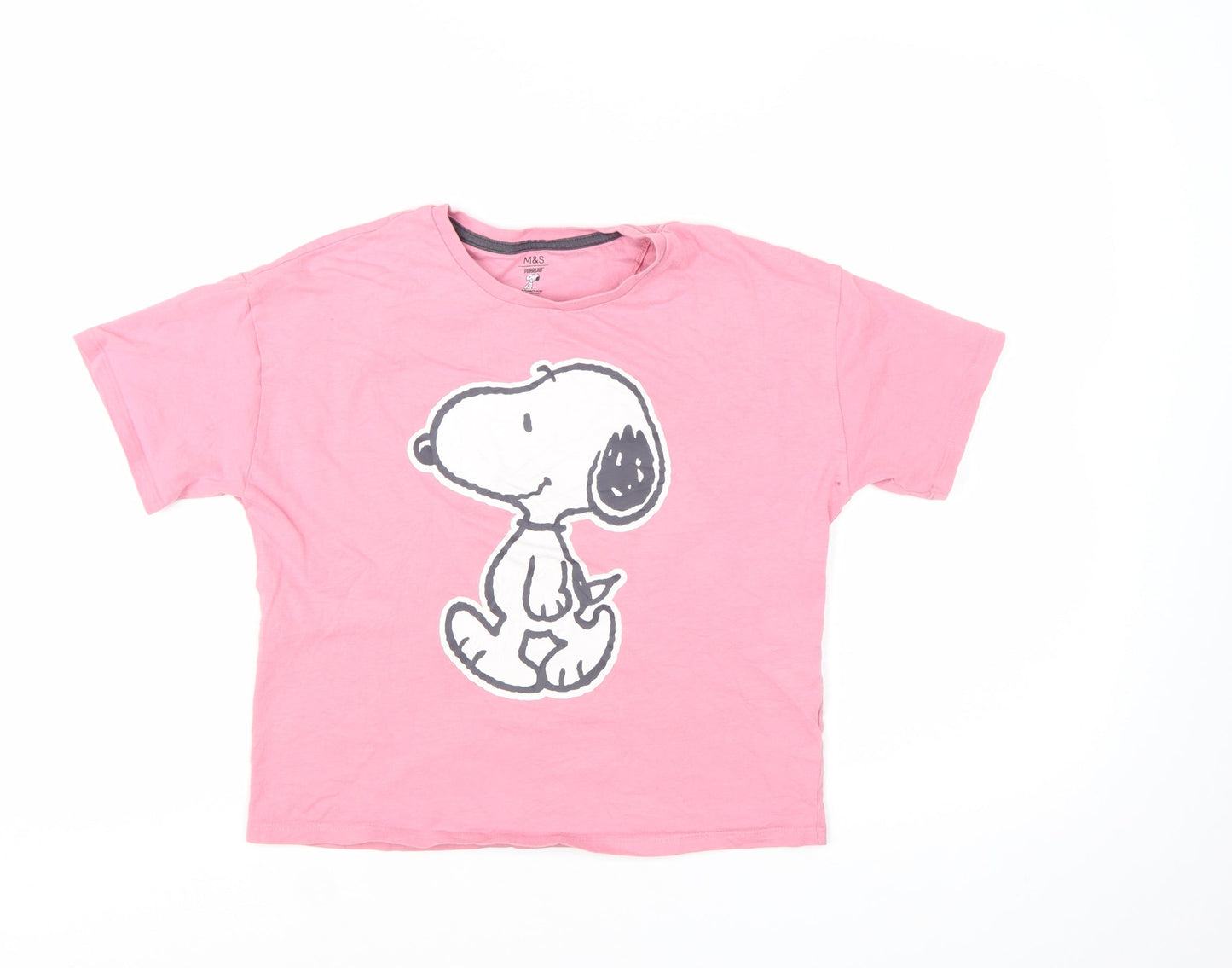 Marks and Spencer Girls Pink Snoopy Graphic Cotton T-Shirt 10-11 Years