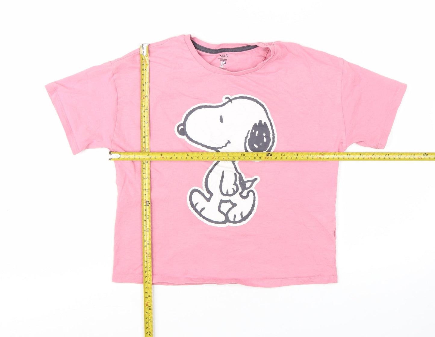 Marks and Spencer Girls Pink Snoopy Graphic Cotton T-Shirt 10-11 Years