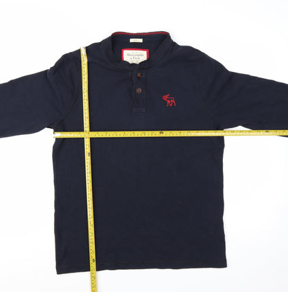 Abercrombie & Fitch Men's Navy Long Sleeve Henley T-Shirt Size L