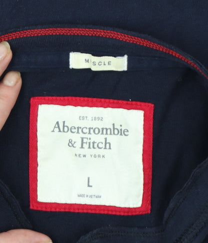 Abercrombie & Fitch Men's Navy Long Sleeve Henley T-Shirt Size L