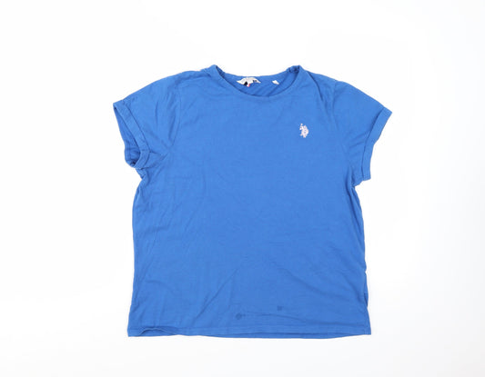 U.S. Polo Assn. Boys Blue Cotton Short Sleeve Logo T-Shirt Size 14 Years