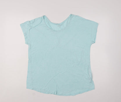 Lands' End Women's Blue Viscose Stretch Basic Short Sleeve T-Shirt M