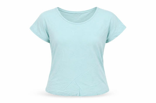 Lands' End Women's Blue Viscose Stretch Basic Short Sleeve T-Shirt M