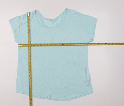 Lands' End Women's Blue Viscose Stretch Basic Short Sleeve T-Shirt M