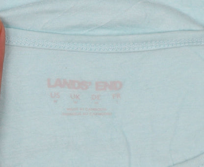 Lands' End Women's Blue Viscose Stretch Basic Short Sleeve T-Shirt M