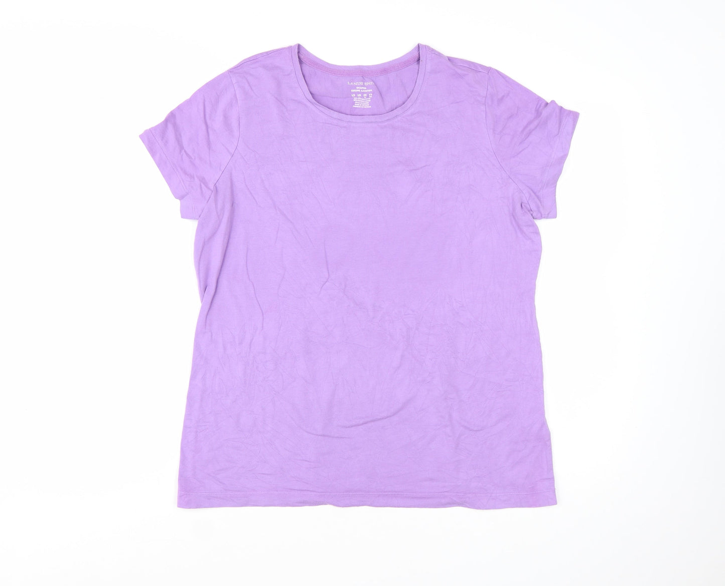Lands' End Women's Purple Cotton Blend Classic T-Shirt XL