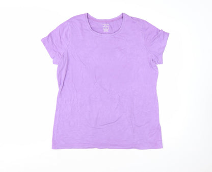 Lands' End Women's Purple Cotton Blend Classic T-Shirt XL