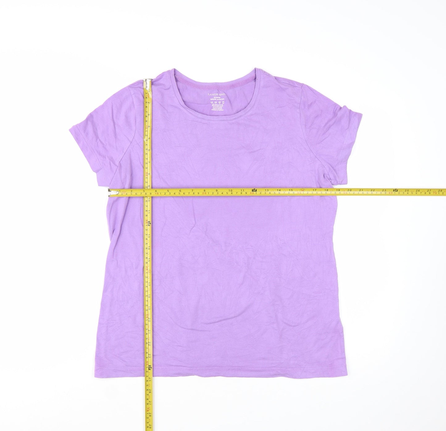 Lands' End Women's Purple Cotton Blend Classic T-Shirt XL