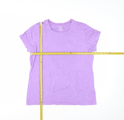 Lands' End Women's Purple Cotton Blend Classic T-Shirt XL