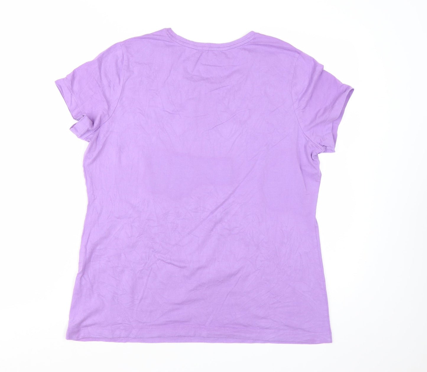 Lands' End Women's Purple Cotton Blend Classic T-Shirt XL