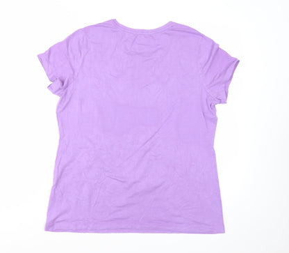 Lands' End Women's Purple Cotton Blend Classic T-Shirt XL