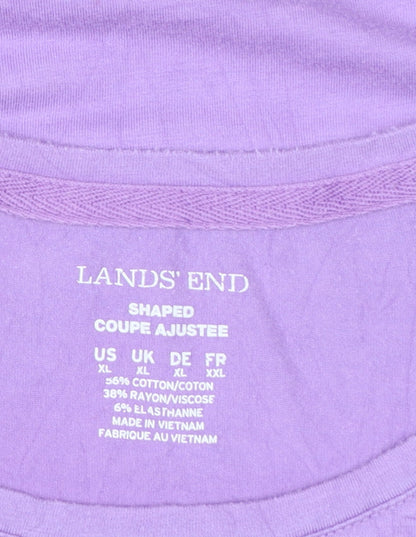 Lands' End Women's Purple Cotton Blend Classic T-Shirt XL