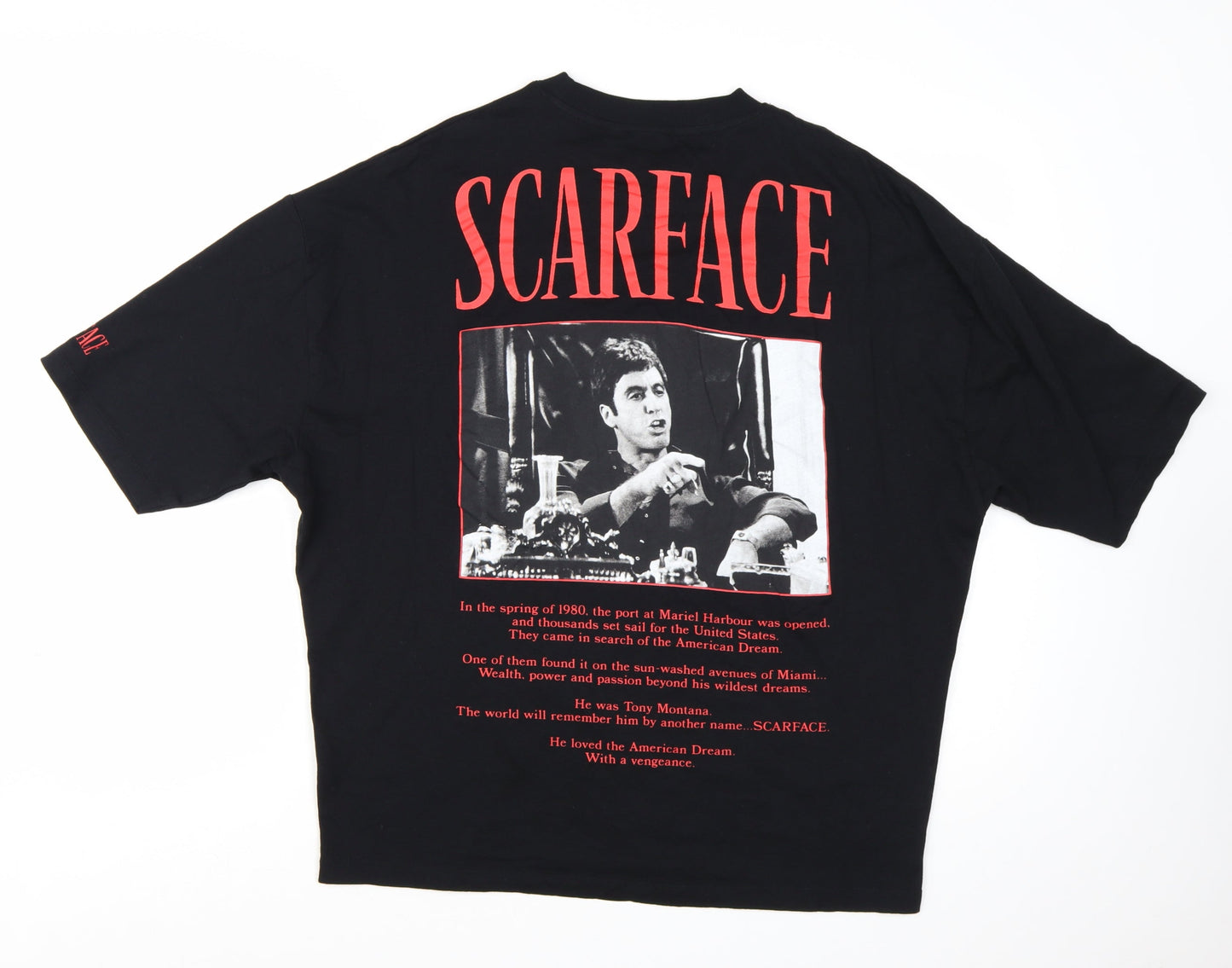 ASOS Design Women's Black Scarface T-Shirt 2XS Relaxed Fit