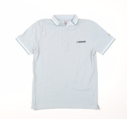 Lambretta Men's Blue Short Sleeve Polo Shirt Medium Cotton Retro Style