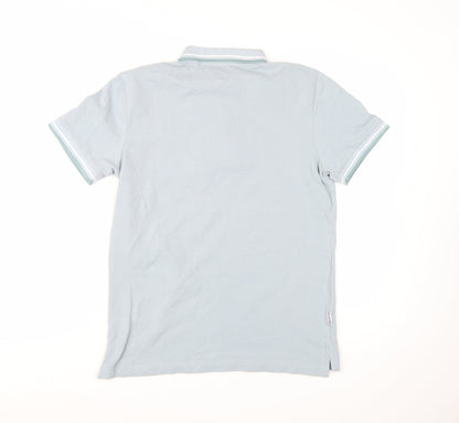 Lambretta Men's Blue Short Sleeve Polo Shirt Medium Cotton Retro Style