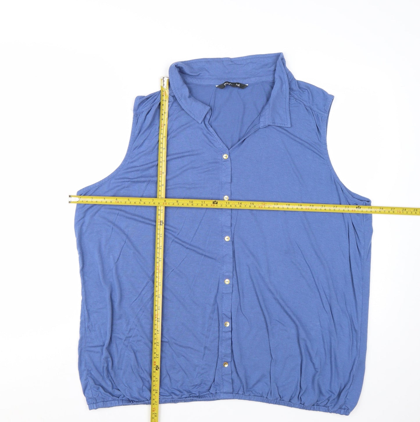 Bonmarché Women's Blue Sleeveless Collared Jersey Blouse Size 24