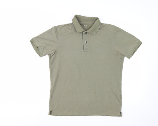 UNIQLO Mens Green Cotton Short Sleeve Polo Shirt Size S