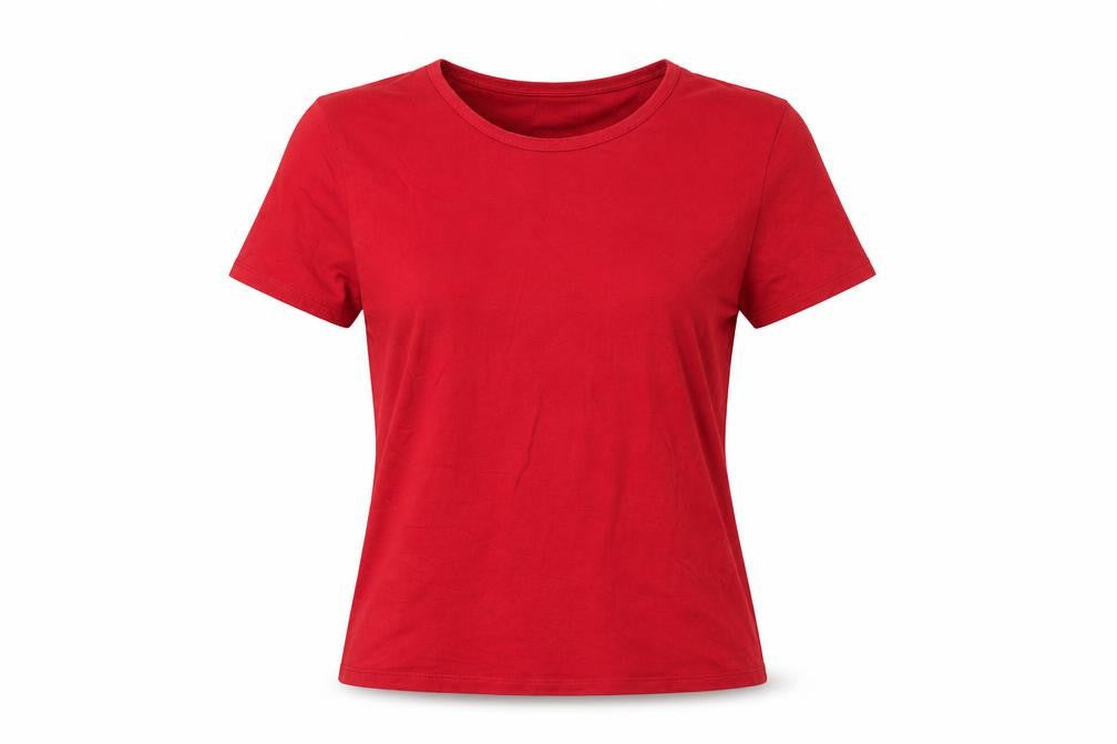 Fransa Women Red Basic Short Sleeve Jersey T-Shirt Size L