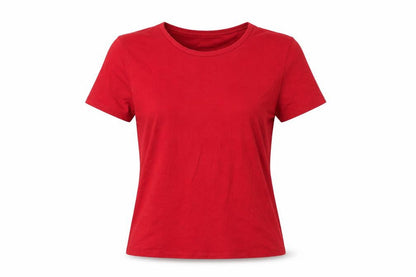 Fransa Women Red Basic Short Sleeve Jersey T-Shirt Size L