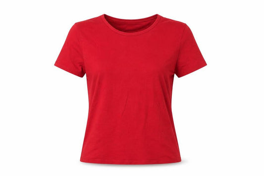 Fransa Women Red Basic Short Sleeve Jersey T-Shirt Size L