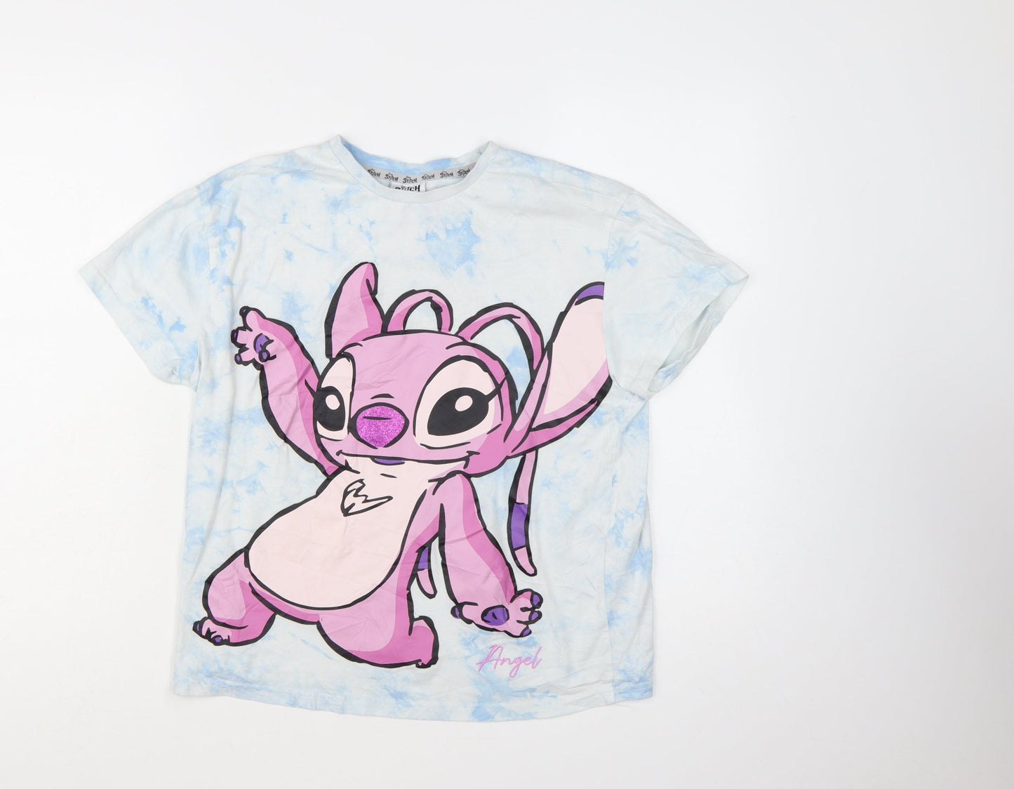 Disney Stitch Angel Tie-Dye Girls Blue T-Shirt by Primark 12-13 Years