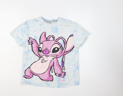 Disney Stitch Angel Tie-Dye Girls Blue T-Shirt by Primark 12-13 Years