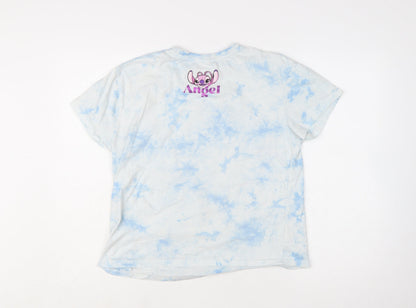Disney Stitch Angel Tie-Dye Girls Blue T-Shirt by Primark 12-13 Years