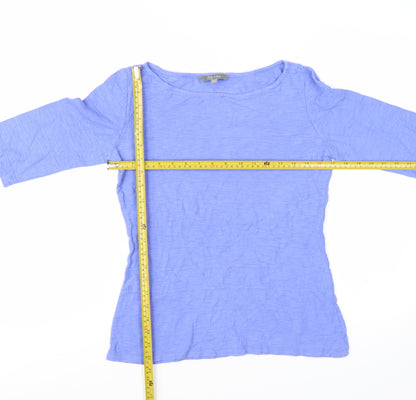Lily & Me Women's Blue Cotton 3/4 Sleeve Boat Neck T-Shirt Size 8
