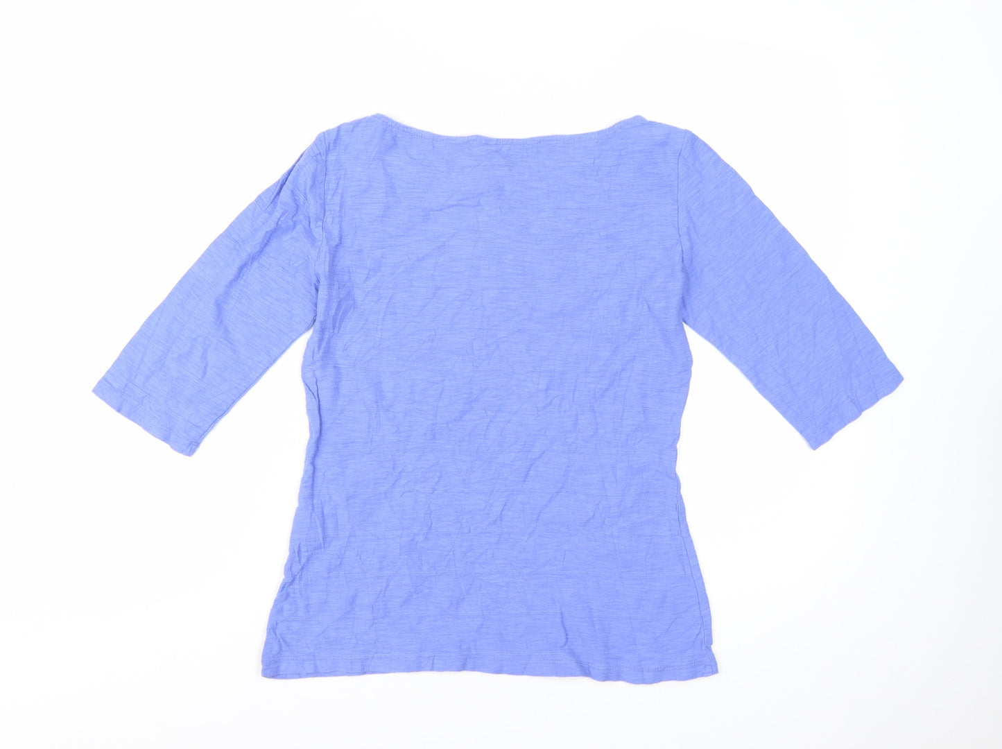 Lily & Me Women's Blue Cotton 3/4 Sleeve Boat Neck T-Shirt Size 8
