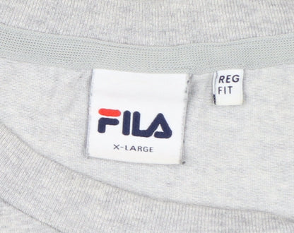 Fila Men's Grey Regular Fit Crew Neck Graphic T-Shirt XL