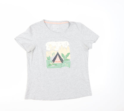 Mountain Warehouse Womens Grey Cotton T-Shirt UK 14 Outdoor