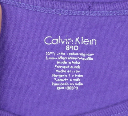 Calvin Klein Girls Purple Long Sleeve Cotton T-Shirt Size 8-10 Years