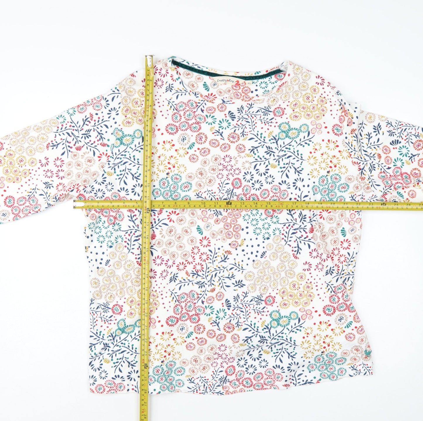 Country Rose Women's Multicoloured Floral Cotton 3/4 Sleeve T-Shirt XL