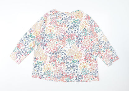 Country Rose Women's Multicoloured Floral Cotton 3/4 Sleeve T-Shirt XL